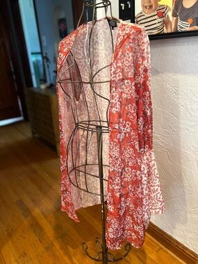 Angie Red Floral Open Kimono